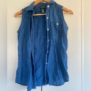Ralph Lauren Blue Sleeveless Blouse